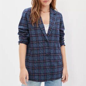 American Eagle Plaid Boyfriend Blazer